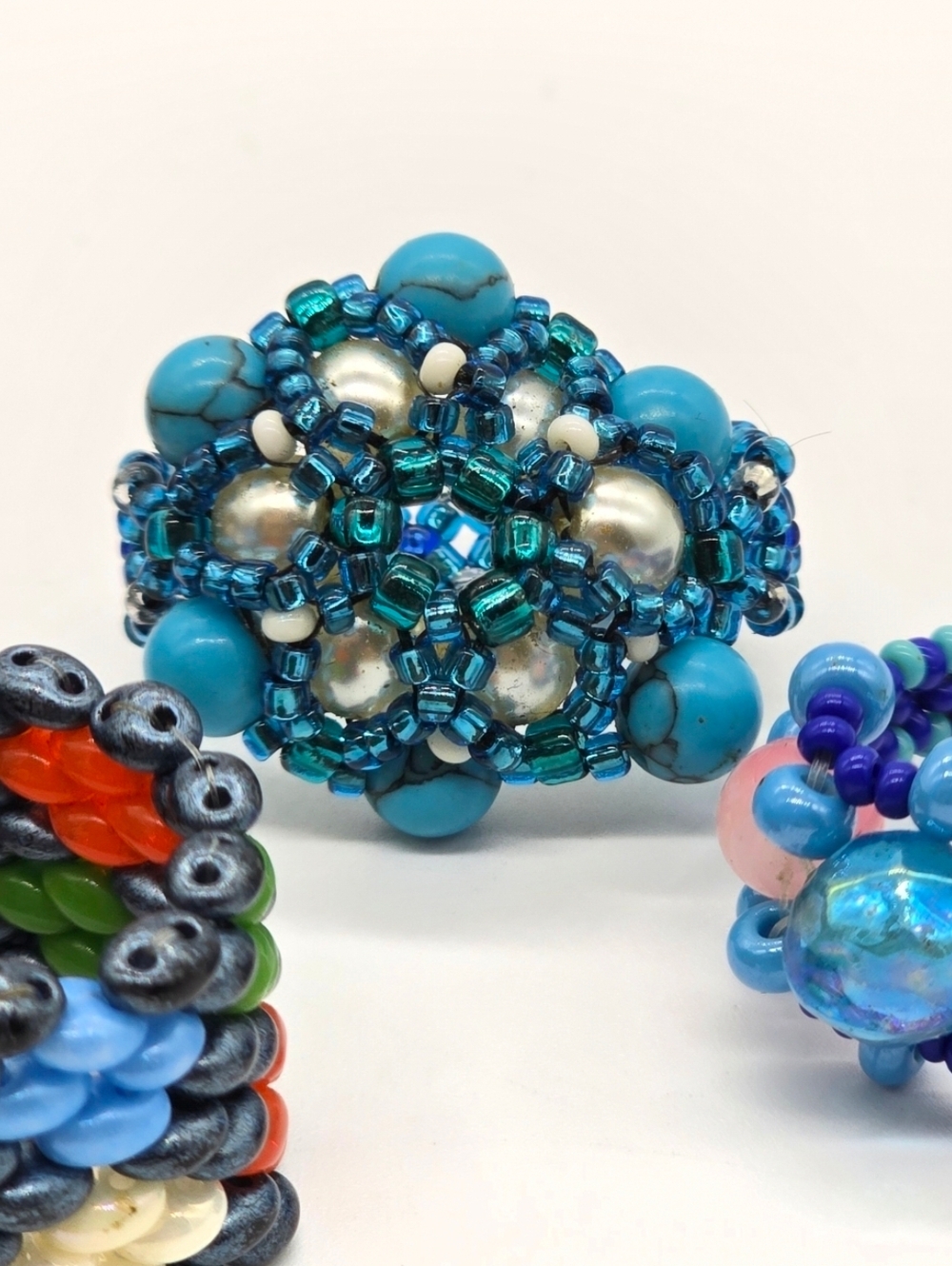 4 Assorted Beaded Statement Rings - Picture 3 of 4